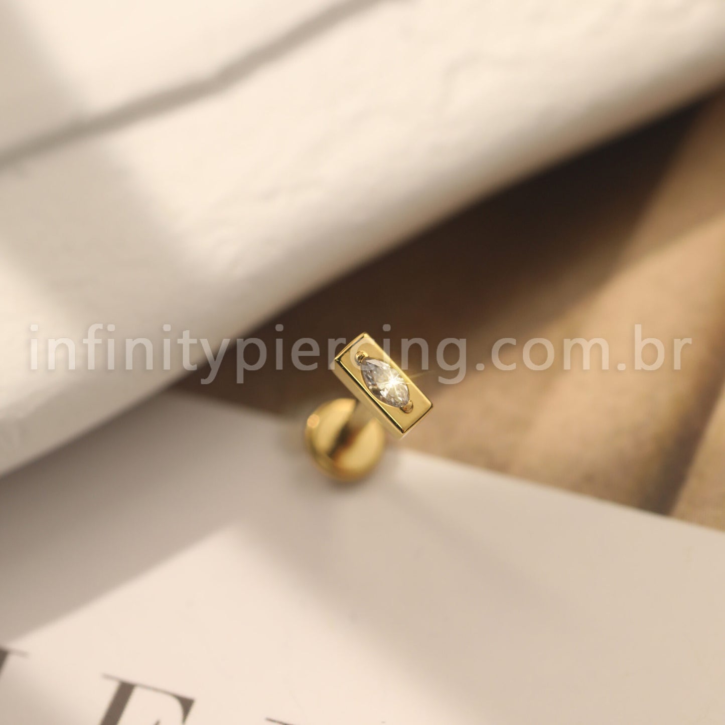 Piercing Labret Aço Cirúrgico Barra Zircônia