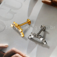 Piercing Labret Titânio Cluster Zircônia Cravejada