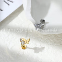 Piercing Labret Borboleta Titânio 2 Zircônia