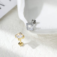 Piercing Labret Titânio Quadrado Zircônias