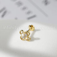 Piercing Labret Flor Titânio Zircônia