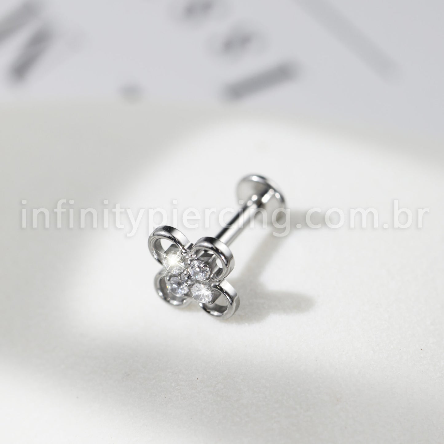 Piercing Labret Flor Titânio Zircônia