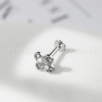 Piercing Labret Flor Titânio Zircônia