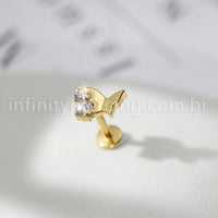 Piercing Labret Borboleta Titânio 2 Zircônia