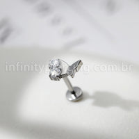 Piercing Labret Borboleta Titânio 2 Zircônia