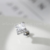 Piercing Labret Titânio Quadrado Zircônias