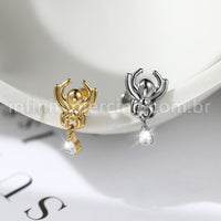 Piercing Labret Titânio Aranha Com Pingente Zircônia