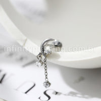 Piercing Labret Titânio Lua Com Correntes Zircônias