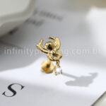Piercing Labret Titânio Aranha Com Pingente Zircônia