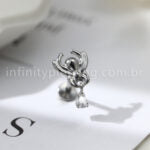Piercing Labret Titânio Aranha Com Pingente Zircônia