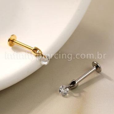 Piercing Labret Titânio Pingente Redondo