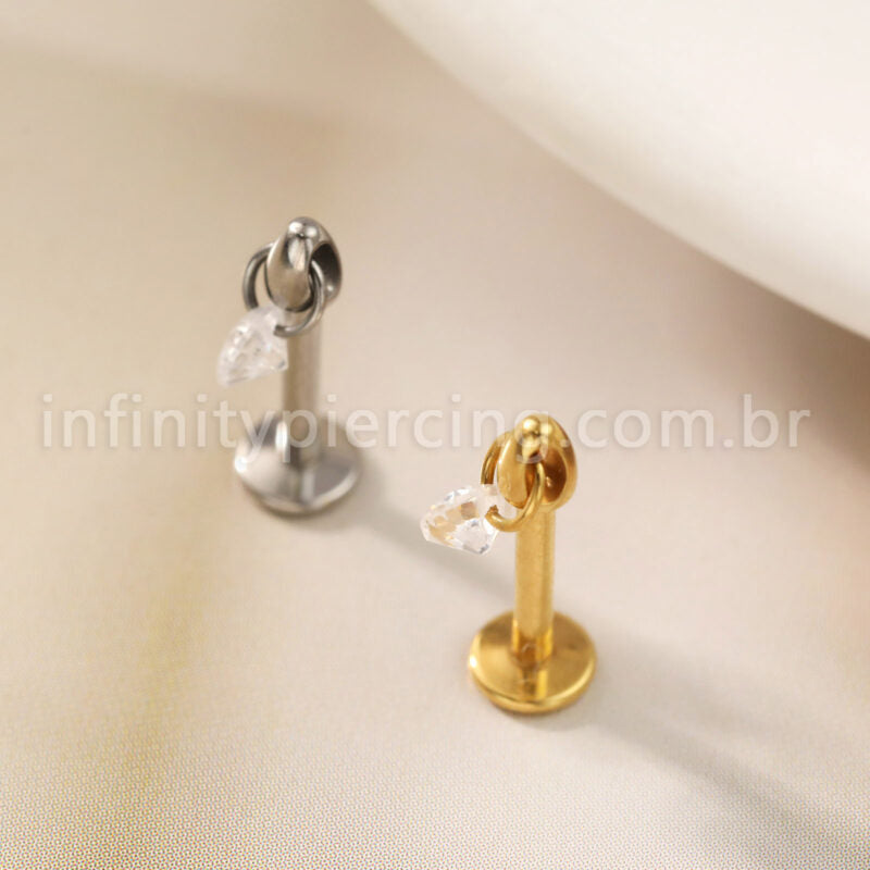 Piercing Labret Titânio Pingente Redondo