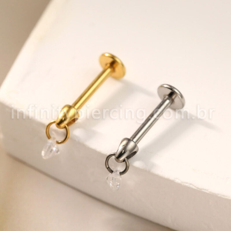Piercing Labret Titânio Pingente Redondo