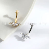Piercing Banana Titânio Folhas Zircônia