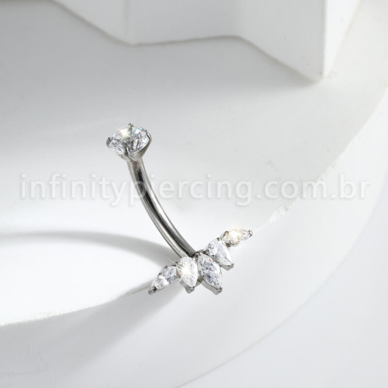 Piercing Banana Titânio Folhas Zircônia