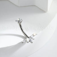 Piercing Banana Titânio Folhas Zircônia