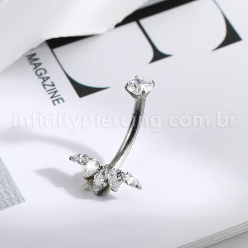 Piercing Banana Titânio Folhas Zircônia