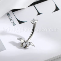 Piercing Banana Titânio Folhas Zircônia
