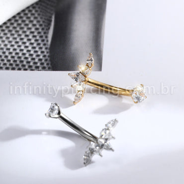 Piercing Banana Titânio Folhas Zircônia