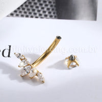Piercing Banana Titânio Folhas Zircônia
