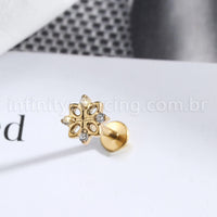 Piercing Labret Titânio Flor Zircônia