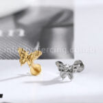 Piercing Labret Titânio Borboleta Detalhes