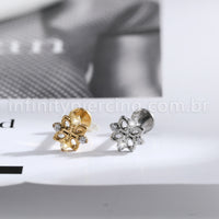 Piercing Labret Titânio Flor Zircônia