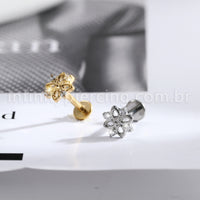 Piercing Labret Titânio Flor Zircônia