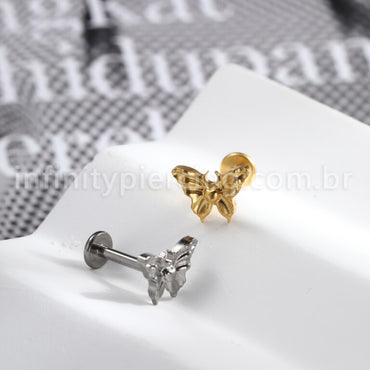 Piercing Labret Titânio Borboleta Detalhes