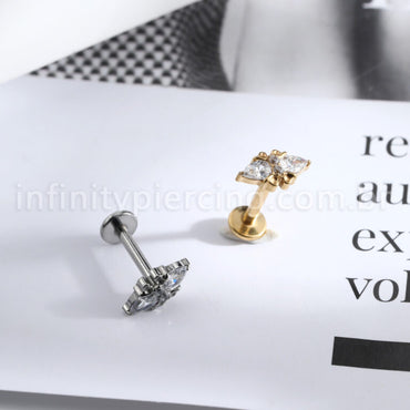 Piercing Labret Titânio 4 Zircônias