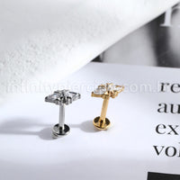 Piercing Labret Titânio 4 Zircônias