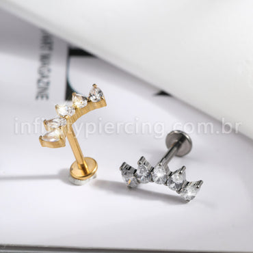 Piercing Labret Titânio Cluster Zircônia