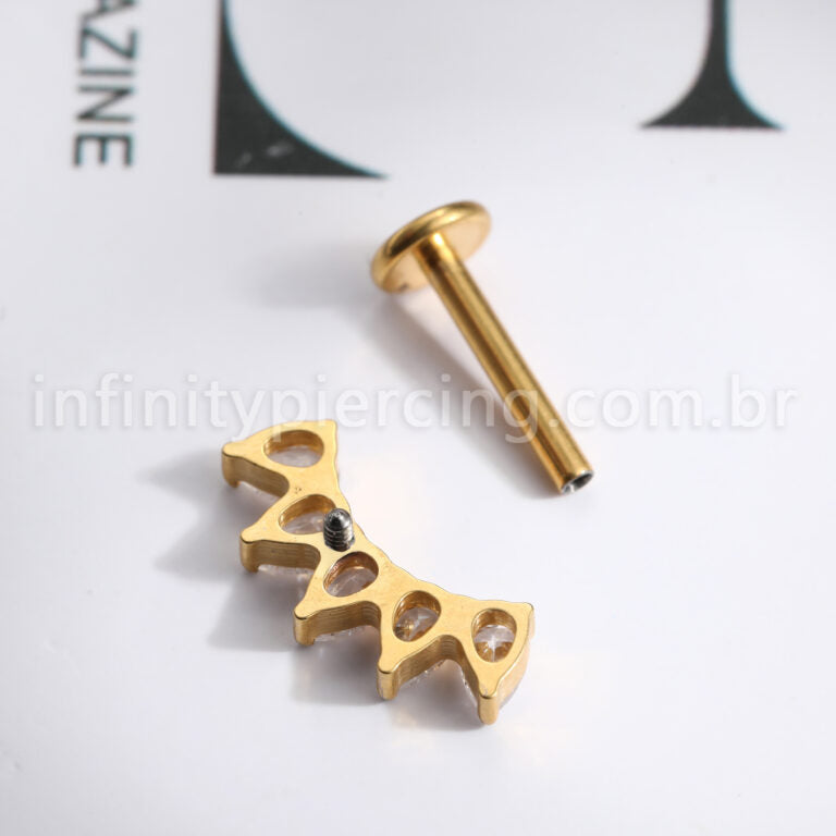 Piercing Labret Titânio Cluster Zircônia