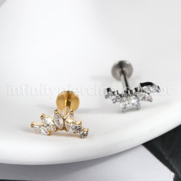 Piercing Labret Titânio Cluster Zircônia
