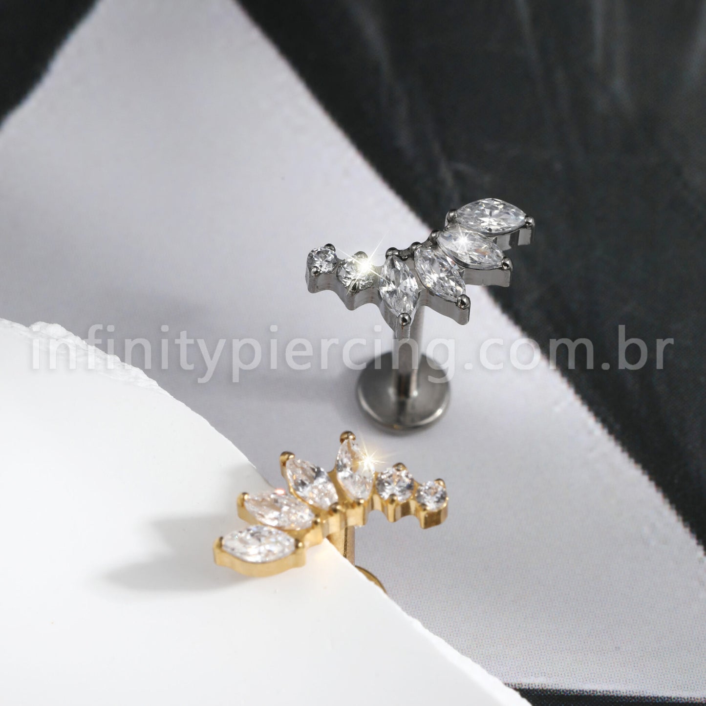 Piercing Labret Titânio Cluster Zircônia