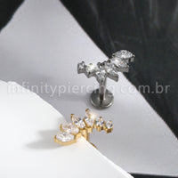 Piercing Labret Titânio Cluster Zircônia