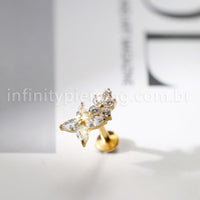 Piercing Labret 2 Flor Titânio Zircônia