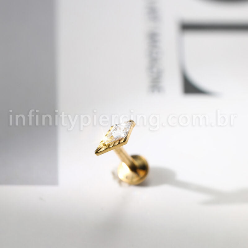 Piercing Labret Losango Titânio Zircônia