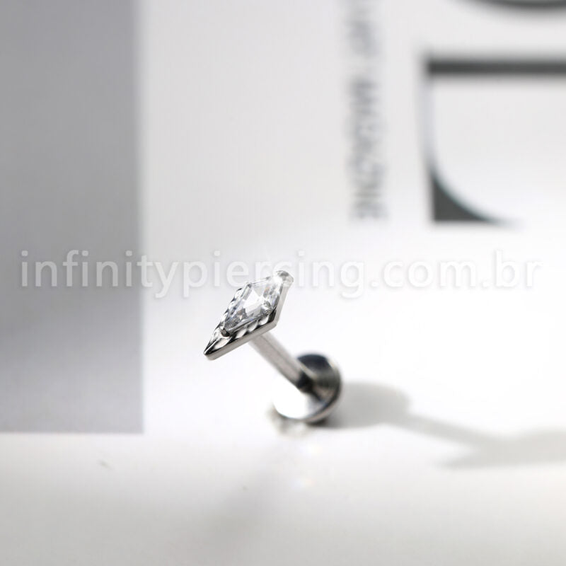 Piercing Labret Losango Titânio Zircônia