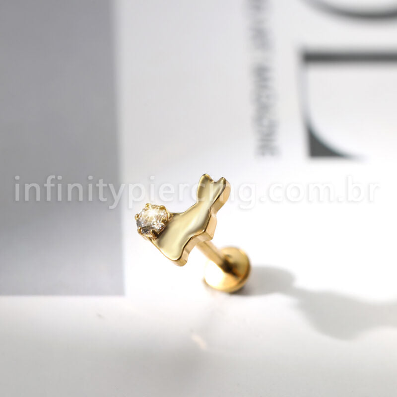 Piercing Labret Coelho Titânio Zircônia
