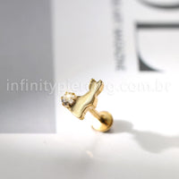 Piercing Labret Coelho Titânio Zircônia