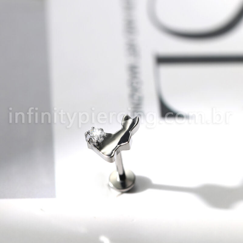 Piercing Labret Coelho Titânio Zircônia