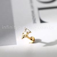 Piercing Labret Com Detalhes Titânio Zircônia Oval