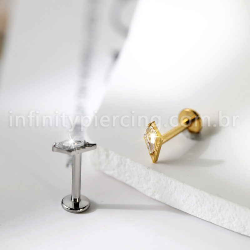Piercing Labret Losango Titânio Zircônia