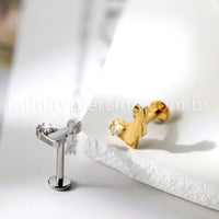Piercing Labret Coelho Titânio Zircônia
