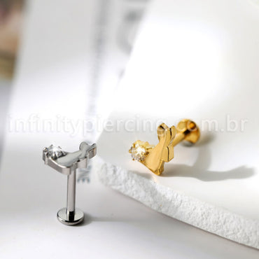 Piercing Labret Coelho Titânio Zircônia