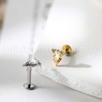 Piercing Labret Com Detalhes Titânio Zircônia Oval