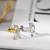 Piercing Labret 2 Flor Titânio Zircônia