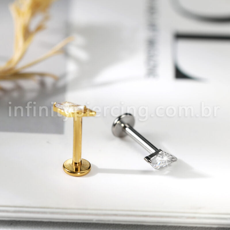 Piercing Labret Losango Titânio Zircônia