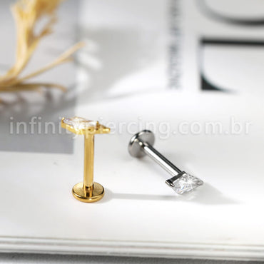 Piercing Labret Losango Titânio Zircônia